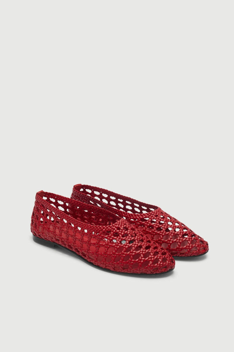 Ava Ballet Flats in Red Woven Leather