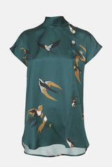Blusa Julieta pájaros verde pato