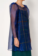 Blusón organza azul