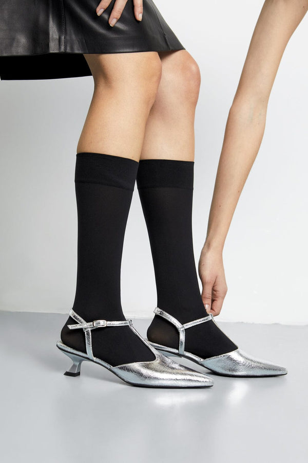 Camila Pumps in Silver Leather