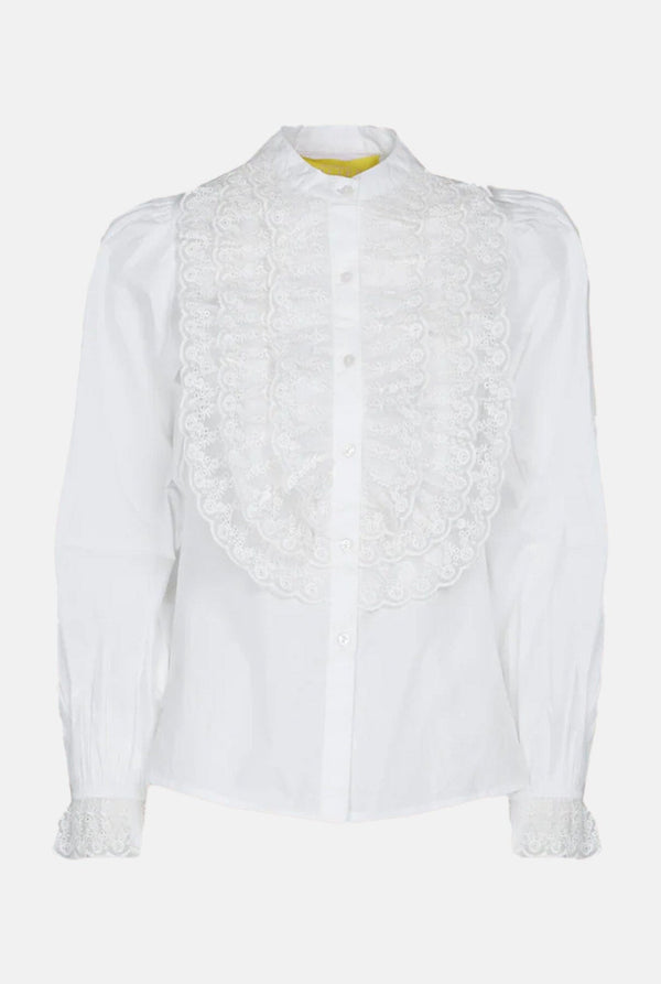 CAMISA BLANCA CON ENCAJE DE VOLANTES