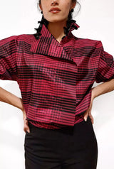 Camisa cierre lateral con estampado de cuadros rosas y negros | EDICIÓN LIMITADA