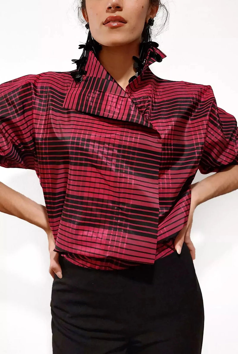 Camisa cierre lateral con estampado de cuadros rosas y negros | EDICIÓN LIMITADA