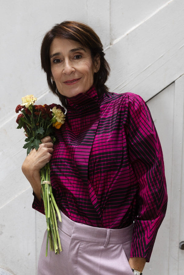 Camisa cierre lateral con estampado de cuadros rosas y negros | EDICIÓN LIMITADA