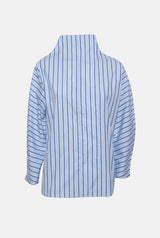 Camisa cierre lateral rayas azul marino y blancas