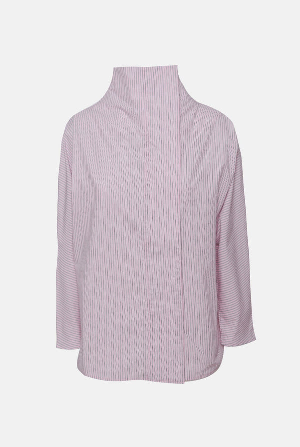 Camisa cierre lateral rayas rosa