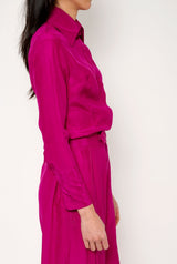 Camisa de seda fucsia