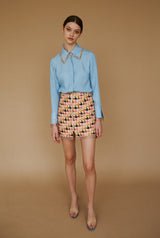Camisa denim flecos metalicos