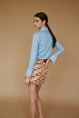 Camisa denim flecos metalicos
