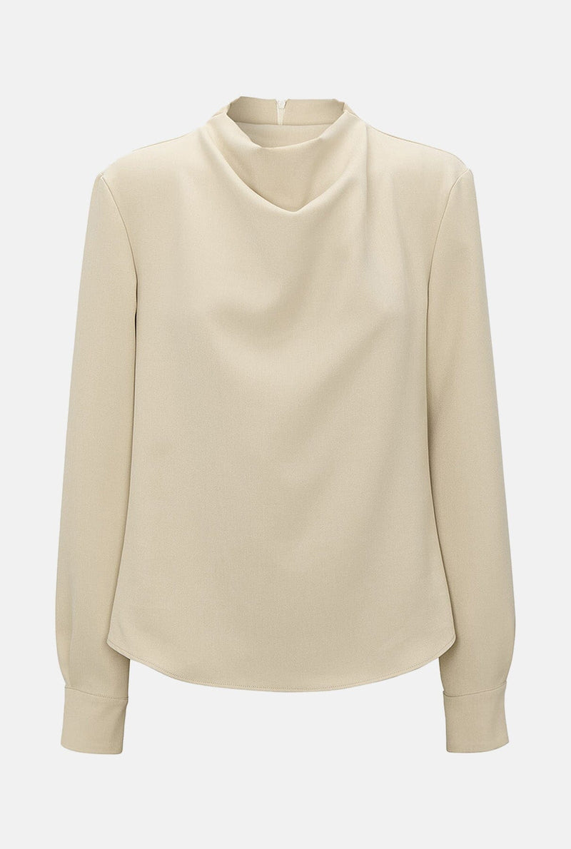 Camisa drapeada cuello perkins cupro beige