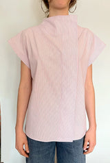 CAMISA LATERAL MANGA CORTA RAYAS ROSAS