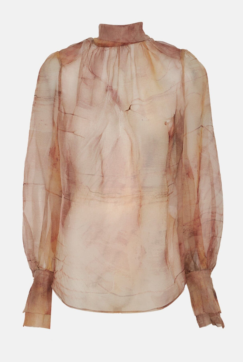 Camisa lazada organza estampada