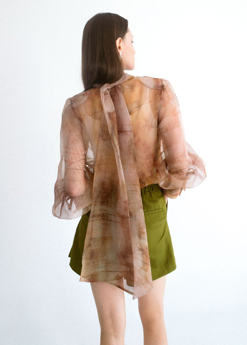 Camisa lazada organza estampada