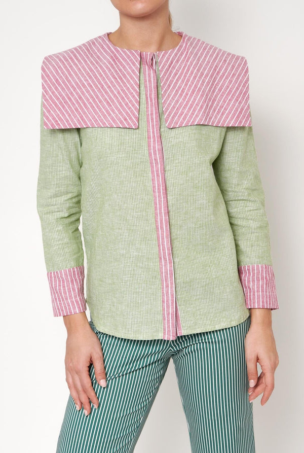 Camisa Loulou verde/rosa