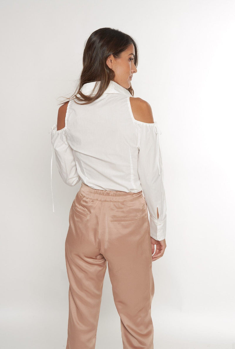 Camisa tafetán hombros fruncidos
