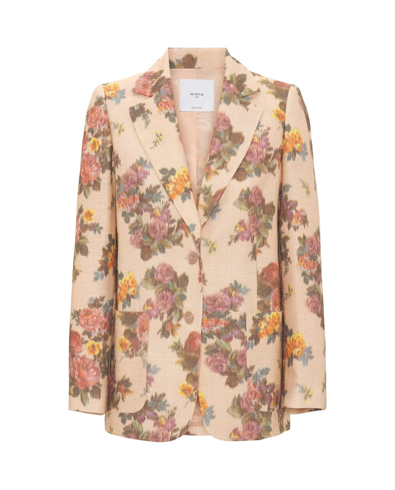 Chaqueta de algodón estampado floral naranja