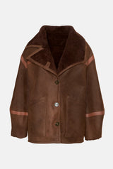 Chaqueta de pelo y detalles de cuero