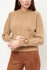 Clara Cable Knit Sweater Beige