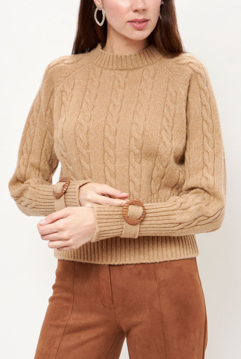 Clara Cable Knit Sweater Beige