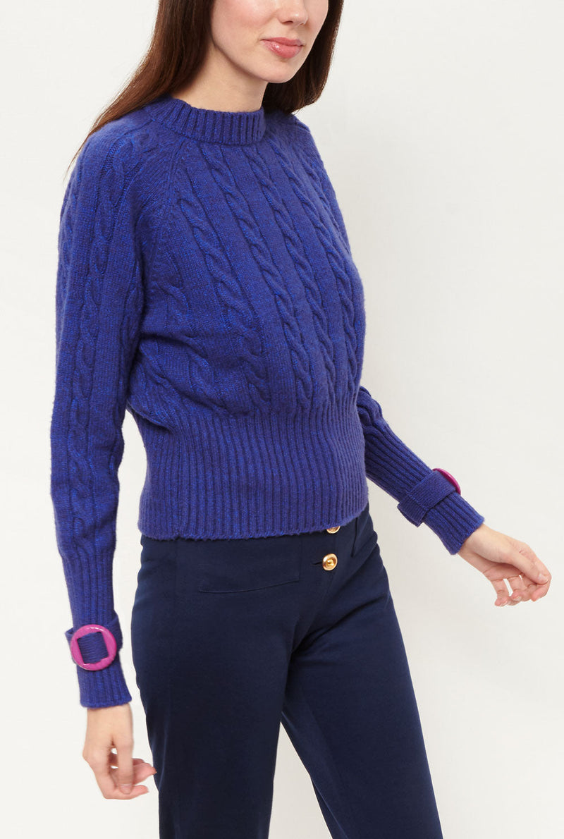 Clara Cable Knit Sweater Blue