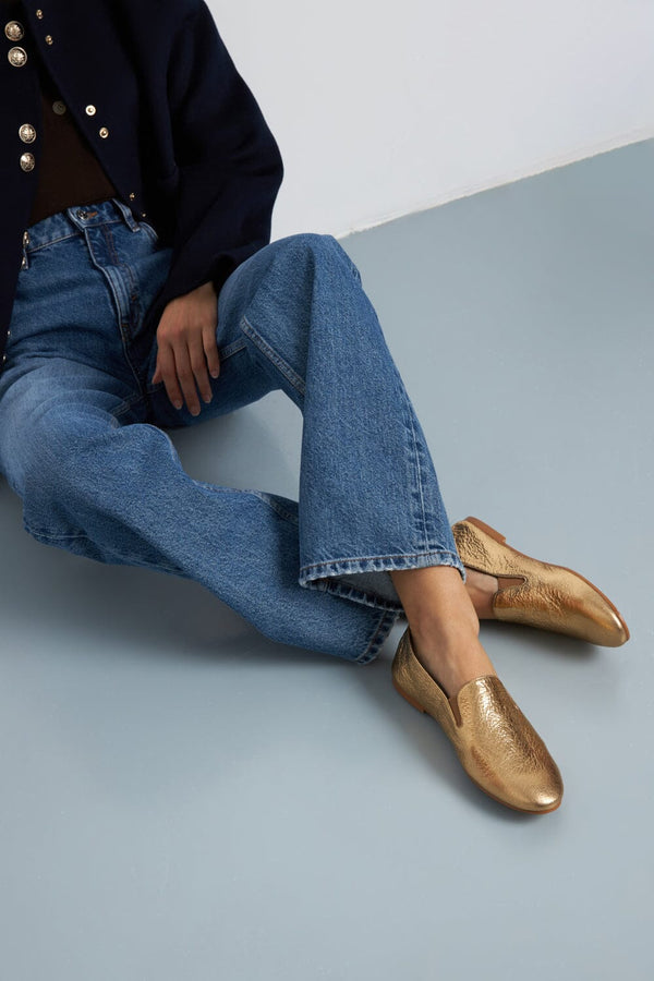 Cleo Loafers in Gold Leather