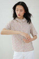 Cotton blouse with ruffle collar