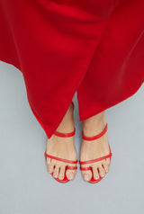 Daisy Sandals in Red Leather