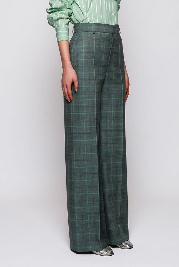 Green checked suit trousers