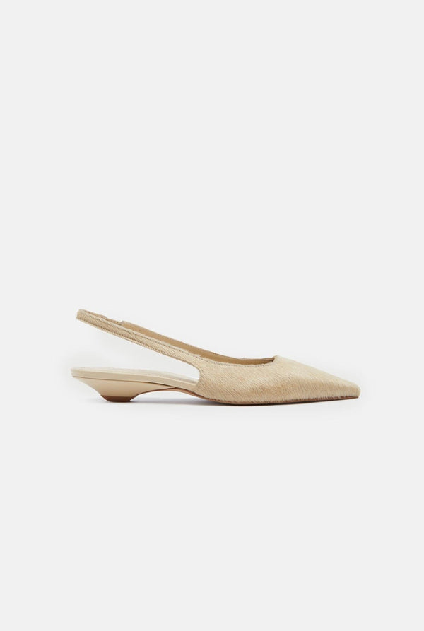 Harper Slingback Flats in Beige Calf Hair