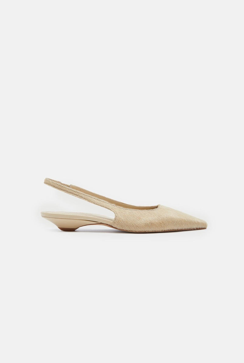 Harper Slingback Flats in Beige Calf Hair