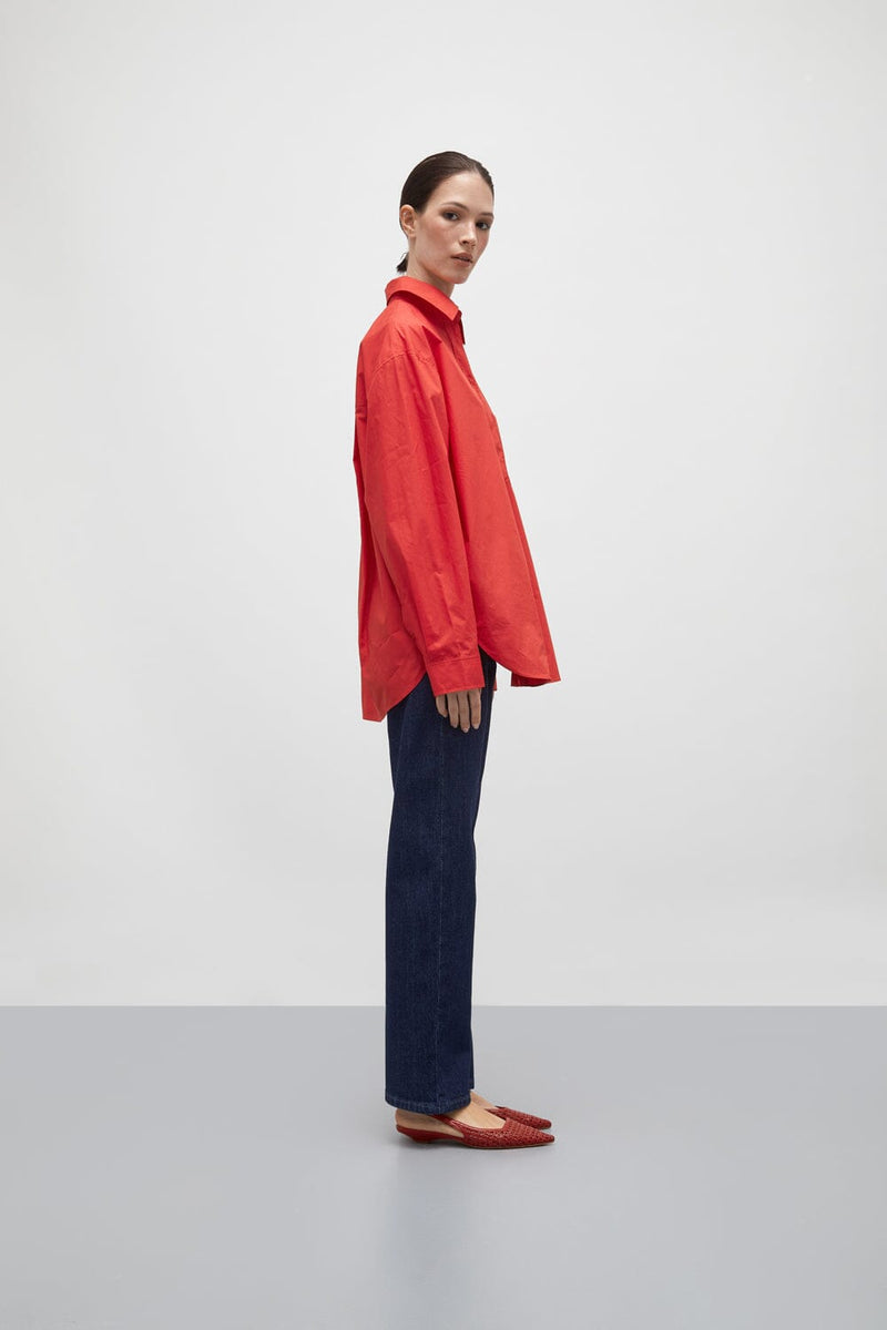 Harper Slingback Flats in Red Woven Leather