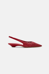 Harper Slingback Flats in Red Woven Leather