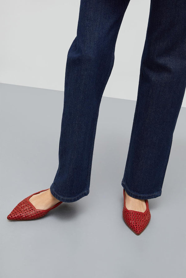 Harper Slingback Flats in Red Woven Leather