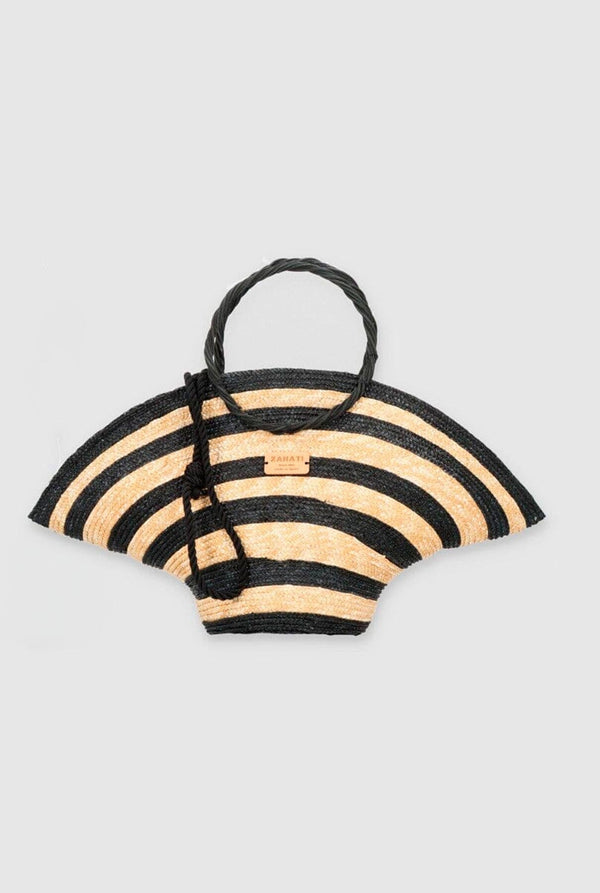 Hatbag M de paja de trigo Cebra