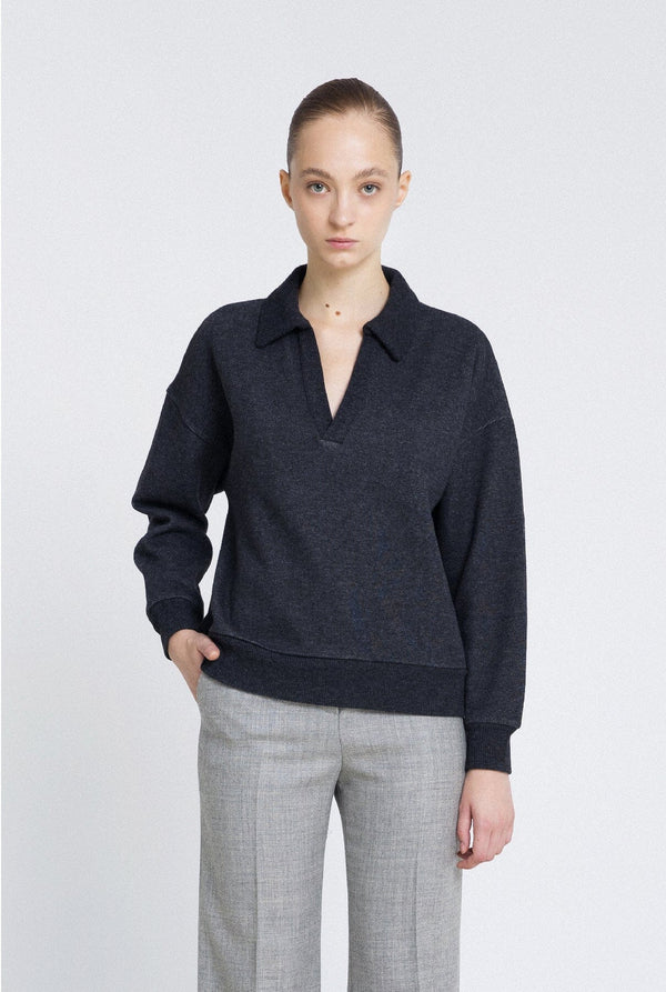 Jersey polo punto gris