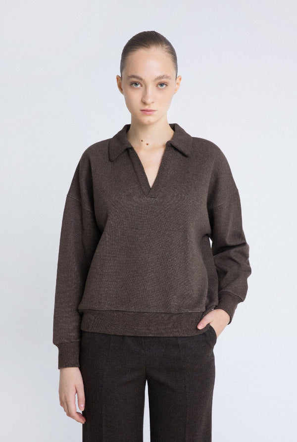 Jersey polo punto marrón