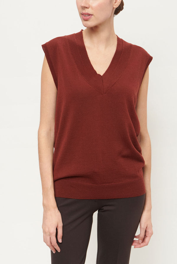 Julia Oversize Vest Mahogany