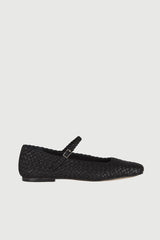 Julieta Mary Janes in Black Braided Leather