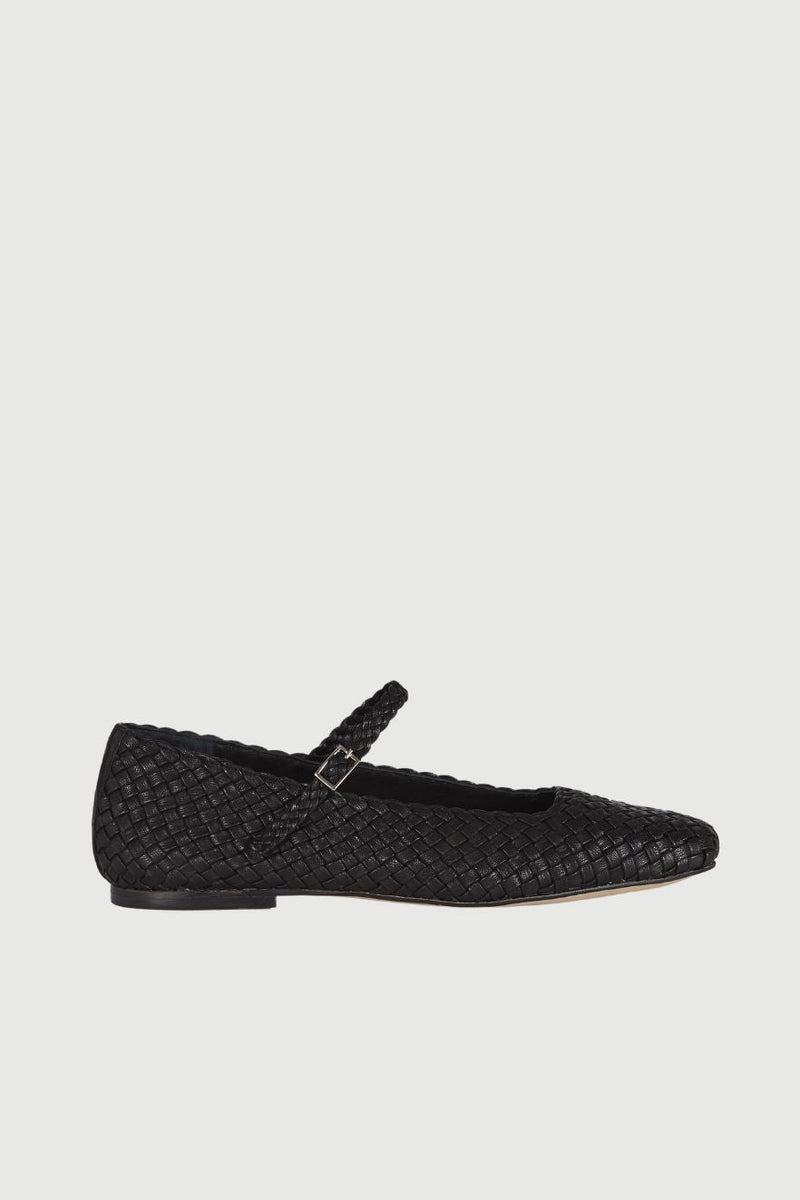 Julieta Mary Janes in Black Braided Leather