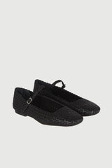 Julieta Mary Janes in Black Braided Leather