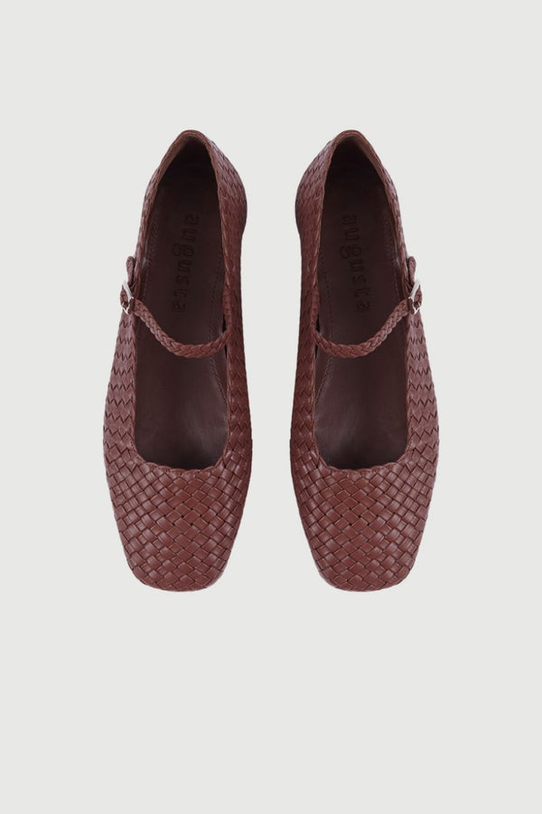 Julieta Mary Janes in Chocolate Braided Leather