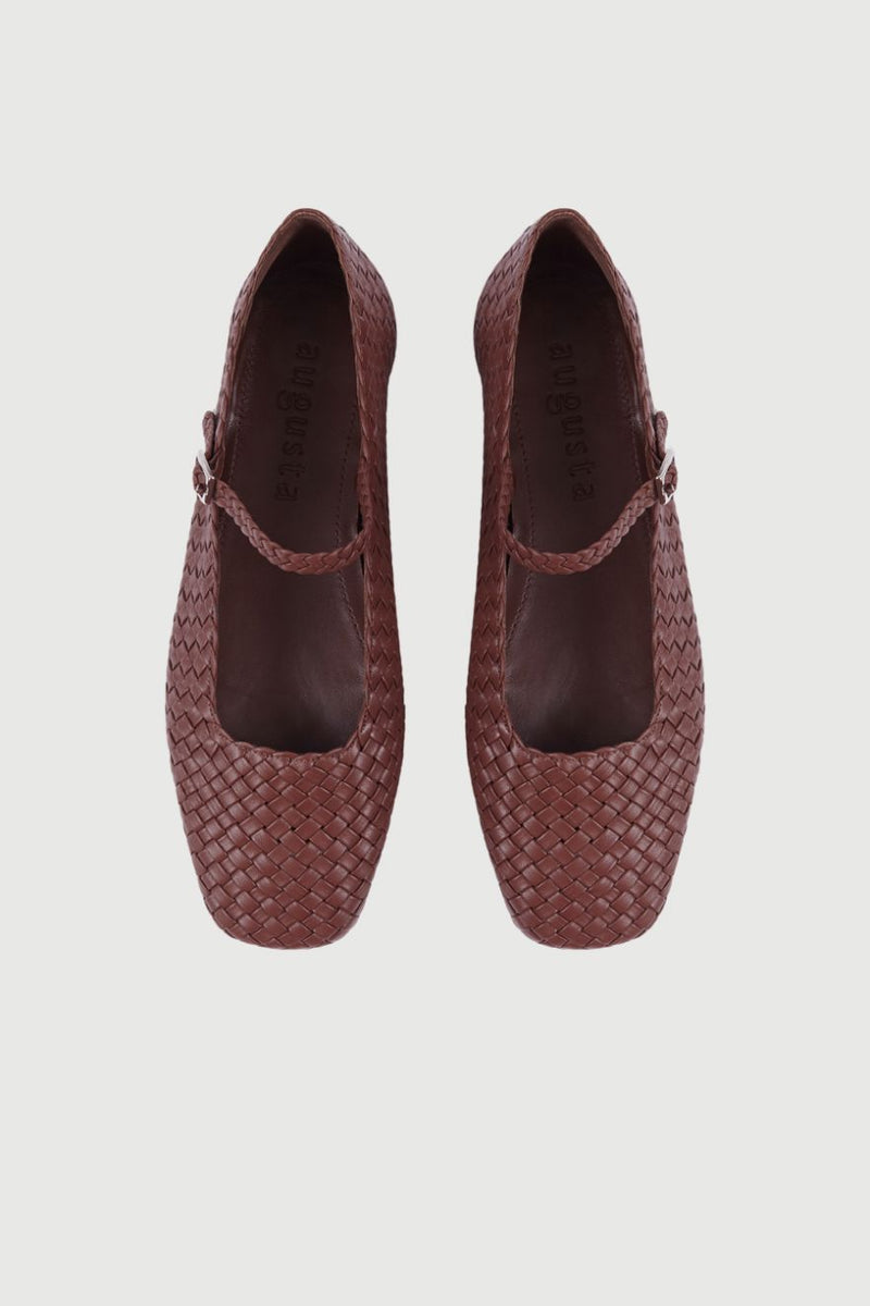 Julieta Mary Janes in Chocolate Braided Leather