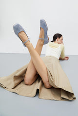 Julieta Mary Janes in Denim-Effect Leather
