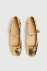 Julieta Mary Janes in Gold Leather