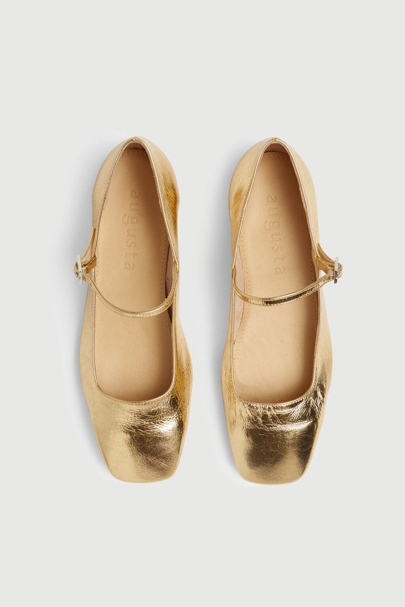 Julieta Mary Janes in Gold Leather