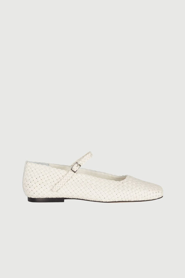 Julieta Mary Janes in Ivory Braided Leather