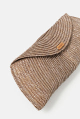 Leaf straw bag bronze taupe