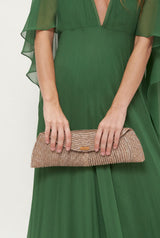 Leaf straw bag bronze taupe