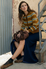 Lionel Striped Cardigan Olive Green