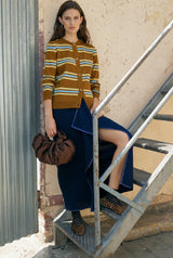 Lionel Striped Cardigan Olive Green